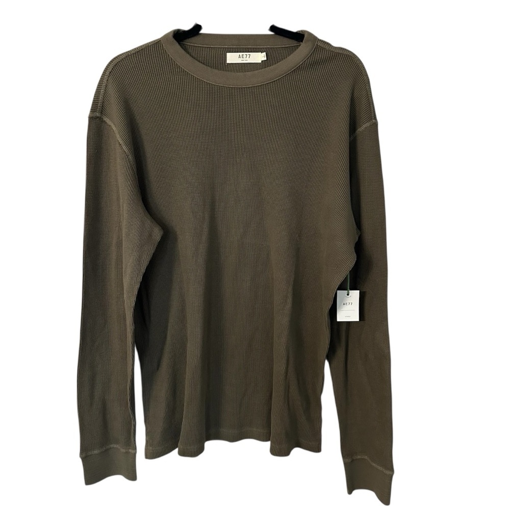 Ae77 Men’s Premium Utility Thermal Long Sleeve Shirt in Olive Moss Sz S NWT